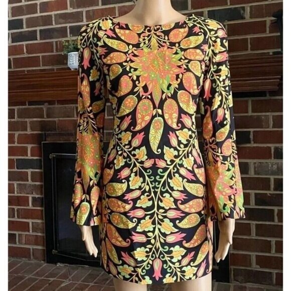 Womens size XS Bodycon Mini Dress Multicolor  print long sleeve,Floral,Sprint - Picture 1 of 14